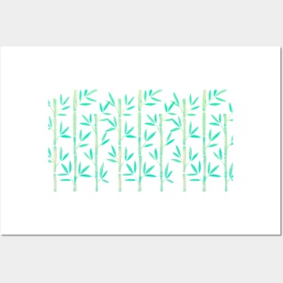 Turquoise Bamboo Pattern Posters and Art